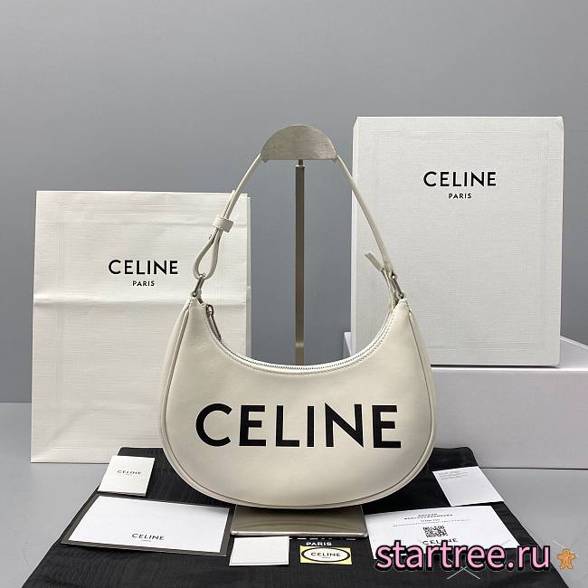 Celine Ava Bag In Smooth Calfskin With Celine Print White - 25x14x7cm ...