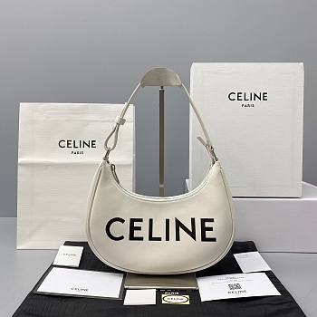 Celine Ava Bag In Smooth Calfskin With Celine Print White - 25x14x7cm