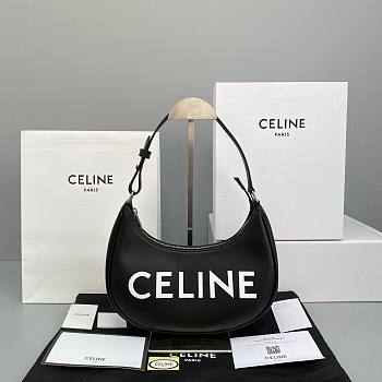 Celine Ava Bag In Smooth Calfskin With Celine Print Black - 25x14x7cm