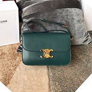 Celine Medium Triomphe Bag In Shiny Calfskin Green - 22x16.5x7cm - 1