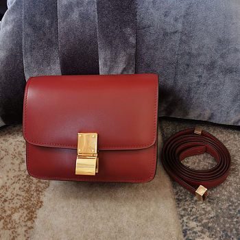 Celine Small Classic Bag In Box Calfskin Red - 17cm