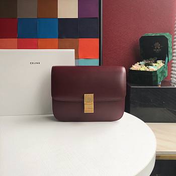 Celine Classic Bag In Box Calfskin Red Wine - 24x18x07cm