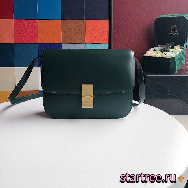Celine Classic Bag In Box Calfskin Dark Green - 24x18x07cm - 1