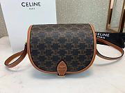 Celine Medium Folco Bag In Triomphe Canvas And Calfskin Tan - 18x17x6.5cm - 1