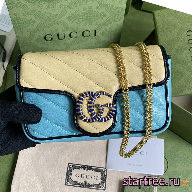 Gucci GG Marmont Mini Blue/Apricot Bag - 574969 - 16.5x10.2x5.1cm - 1