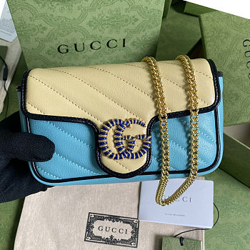 Gucci GG Marmont Mini Blue/Apricot Bag - 574969 - 16.5x10.2x5.1cm