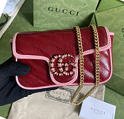 Gucci GG Marmont Mini Red/Pink Bag - 574969 - 16.5x10.2x5.1cm - 1