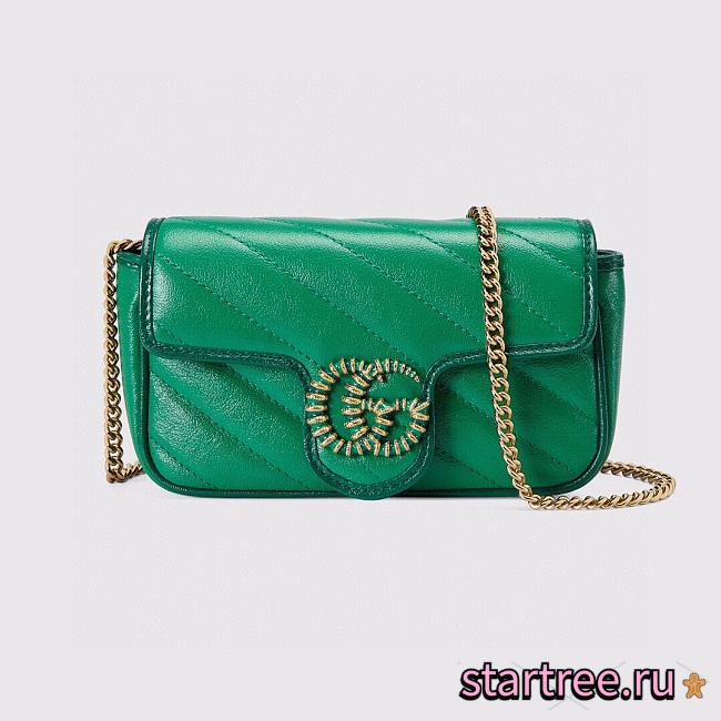 Gucci GG Marmont Mini Green Bag - 574969 - 16.5x10.2x5.1cm - 1