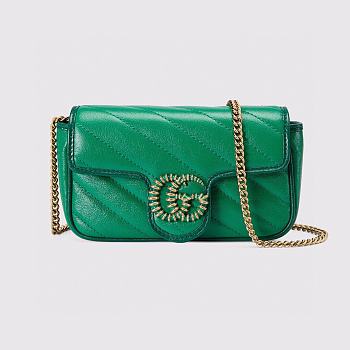 Gucci GG Marmont Mini Green Bag - 574969 - 16.5x10.2x5.1cm