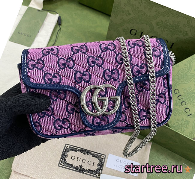 ‎Gucci GG Marmont Multicolour Pink/Blue - 476433 - 16.5x10.2x5.1cm - 1