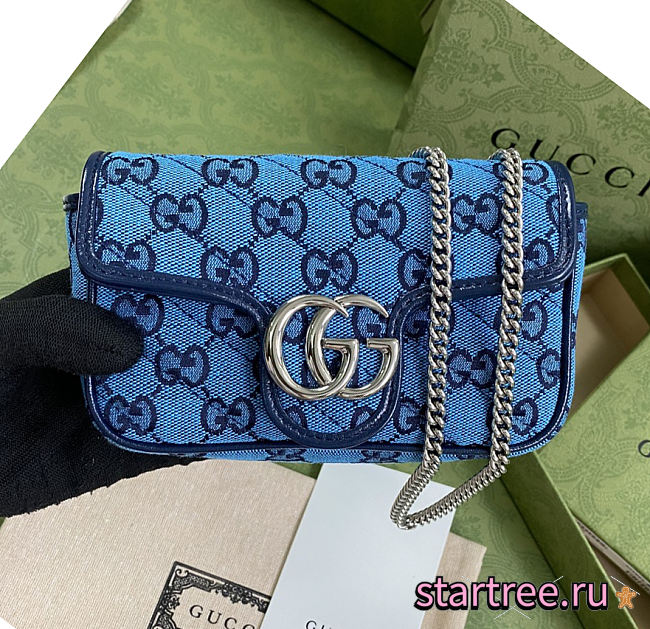 ‎Gucci GG Marmont Multicolour Light Blue/Blue - 476433 - 16.5x10.2x5.1cm - 1