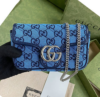 ‎Gucci GG Marmont Multicolour Light Blue/Blue - 476433 - 16.5x10.2x5.1cm