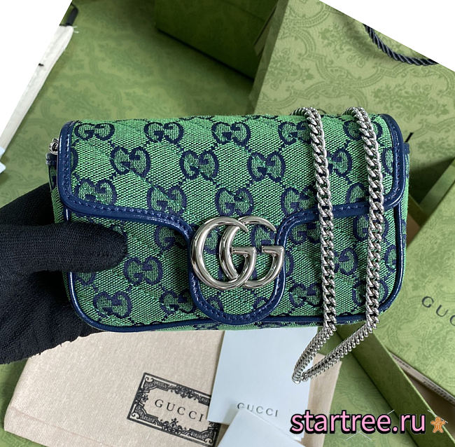 ‎Gucci GG Marmont Multicolour Green/Blue - 476433 - 16.5x10.2x5.1cm - 1