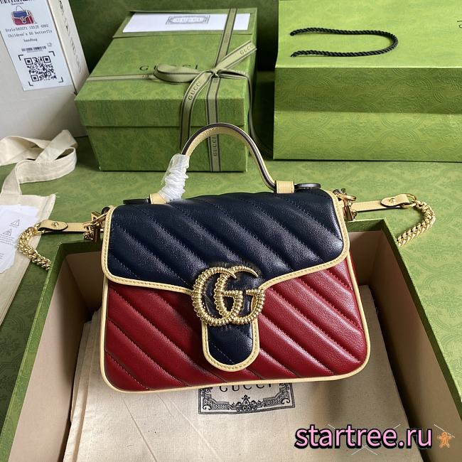 Gucci GG Marmont Mini Blue/Red Bag- 583571 - 21x15.5x8cm - 1