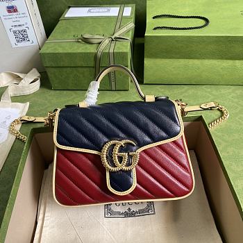 Gucci GG Marmont Mini Blue/Red Bag- 583571 - 21x15.5x8cm