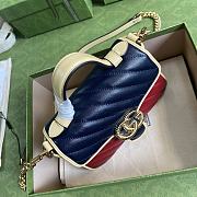 Gucci GG Marmont Mini Blue/Red Bag- 583571 - 21x15.5x8cm - 3