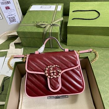 Gucci GG Marmont Mini Red/Pink Bag- 583571 - 21x15.5x8cm