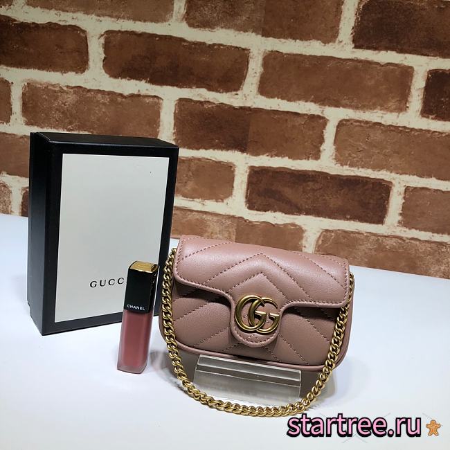 Gucci GG Marmont Chain Shoulder Mini Bag Dusty Pink - 575161 - 13x9x5cm - 1