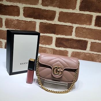  Gucci GG Marmont Chain Shoulder Mini Bag Dusty Pink - 575161 - 13x9x5cm