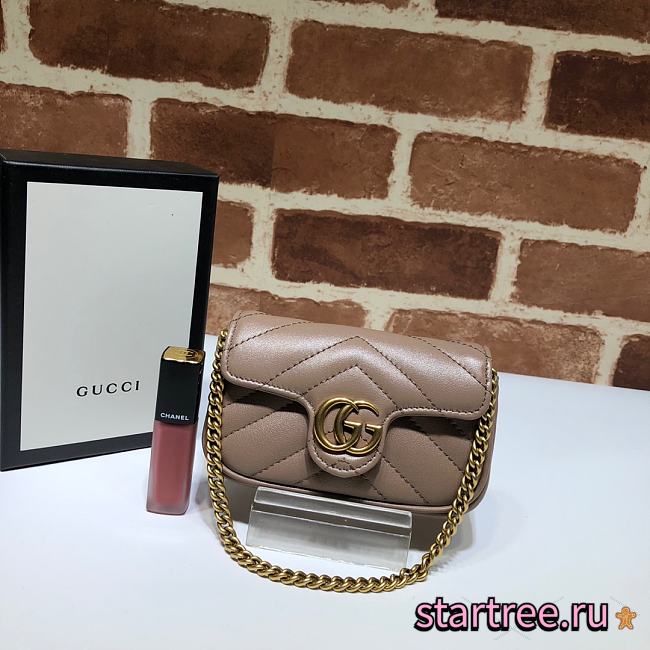  Gucci GG Marmont Chain Shoulder Mini Bag Beige- 575161 - 13x9x5cm - 1