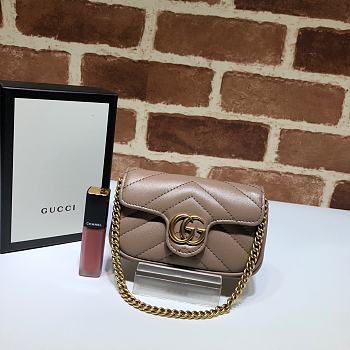  Gucci GG Marmont Chain Shoulder Mini Bag Beige- 575161 - 13x9x5cm