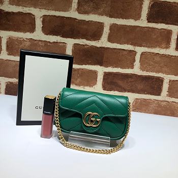  Gucci GG Marmont Chain Shoulder Mini Bag Green- 575161 - 13x9x5cm