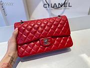 Chanel Classic Flap Chain Bag Red Silver - 25cm - 6