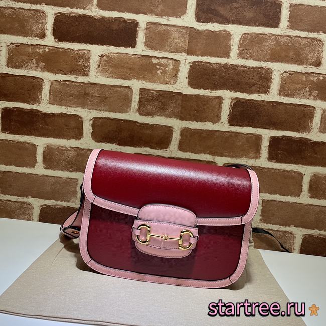 Gucci Horsebit 1955 Small Shoulder Bag Red/Pink - 25x18x8cm - 1