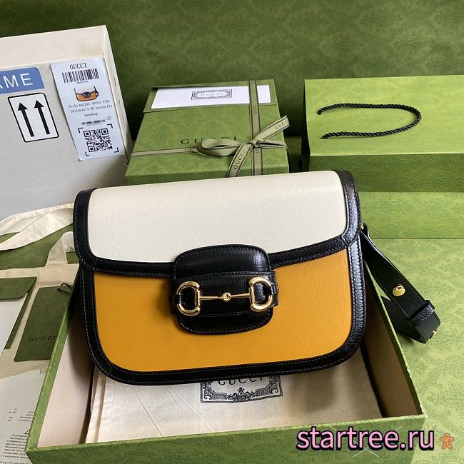 Gucci Horsebit 1955 Shoulder Bag Orange/White - 602204 - 25x18x8cm - 1