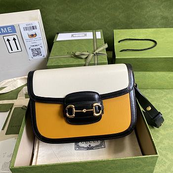 Gucci Horsebit 1955 Shoulder Bag Orange/White - 602204 - 25x18x8cm