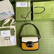 Gucci Horsebit 1955 Shoulder Bag Orange/White - 602204 - 25x18x8cm - 5