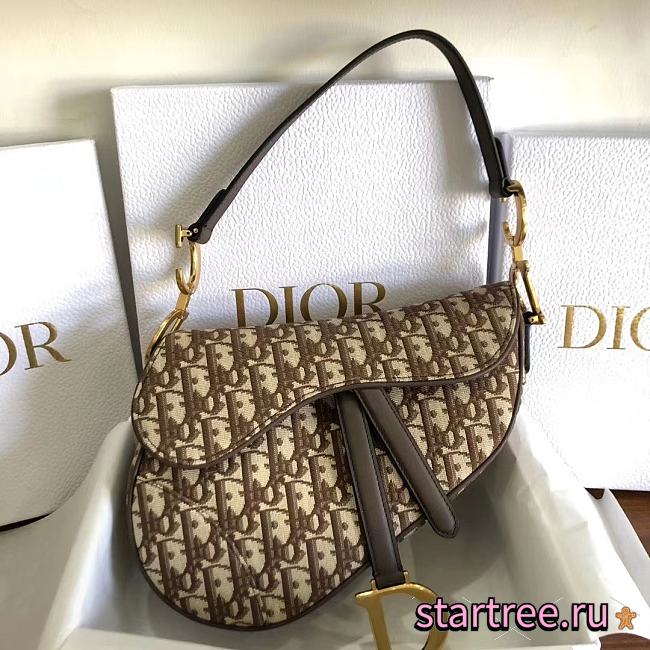 Dior Saddle Brown Oblique Jacquard- M0446C - 25.5 x 20 x 6.5cm - 1