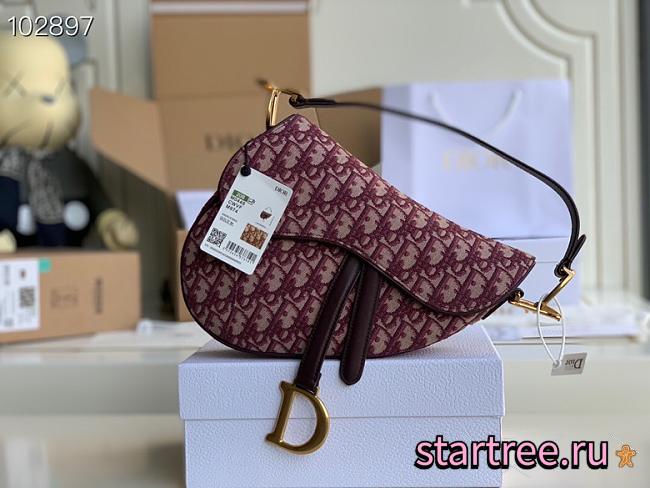 Dior Saddle Bag Burgundy Oblique Jacquard - M0446C - 25.5 x 20 x 6.5 cm - 1