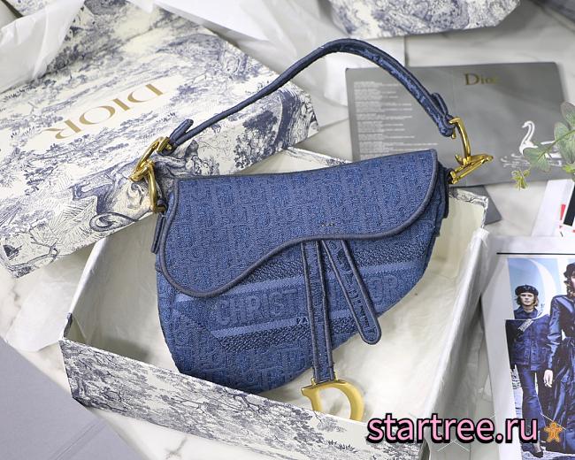 Chirstian Dior Saddle in Denim Canvas Blue Bag - 25.5 x 20 x 6.5 cm - 1