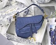 Chirstian Dior Saddle in Denim Canvas Blue Bag - 25.5 x 20 x 6.5 cm - 1