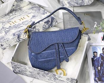 Chirstian Dior Saddle in Denim Canvas Blue Bag - 25.5 x 20 x 6.5 cm