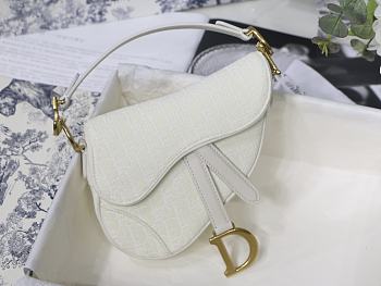 Dior Saddle in Denim Canvas White Bag - 21 x 18x 5 cm