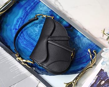 Dior Saddle Mini Black Grained Calfskin Bag- M0447C - 19.5 x 16 x 6.5cm