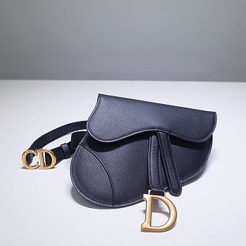 Dior Saddle Belt Black Calfskin Bag - 20 x 17 x 2 cm