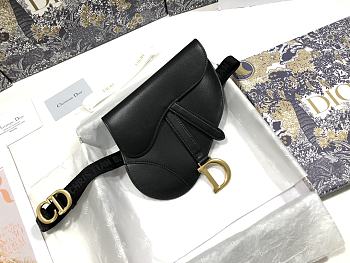  Dior Saddle Calfskin Belt Bag Black - 20 x 17 x 2 cm