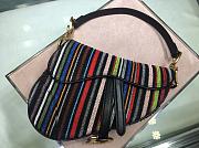 Dior Saddle Canvas Bag Embroidered With Multi-coloured Stripes - 25.5x20x15cm - 1