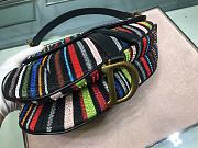 Dior Saddle Canvas Bag Embroidered With Multi-coloured Stripes - 25.5x20x15cm - 5