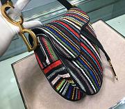 Dior Saddle Canvas Bag Embroidered With Multi-coloured Stripes - 25.5x20x15cm - 4