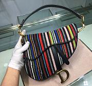Dior Saddle Canvas Bag Embroidered With Multi-coloured Stripes - 25.5x20x15cm - 3