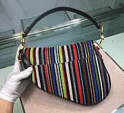 Dior Saddle Canvas Bag Embroidered With Multi-coloured Stripes - 25.5x20x15cm - 2