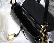Dior Black Patent Leather Saddle Bag with Gold Hardware - 25.5x20x6.5cm - 4