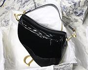 Dior Black Patent Leather Saddle Bag with Gold Hardware - 25.5x20x6.5cm - 2