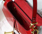 Dior Red Patent Leather Saddle Bag with Gold Hardware - 25.5x20x6.5cm - 5