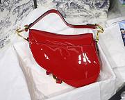 Dior Red Patent Leather Saddle Bag with Gold Hardware - 25.5x20x6.5cm - 4