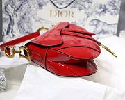 Dior Red Patent Leather Saddle Bag with Gold Hardware - 25.5x20x6.5cm - 2